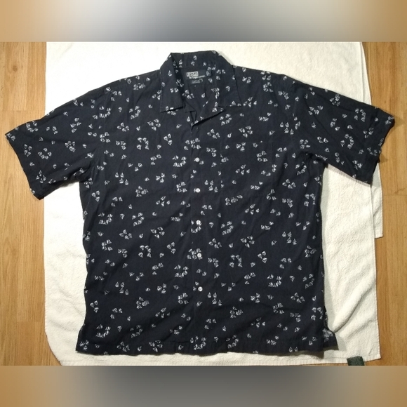 Vintage POLO Ralph Lauren All Over Boat Print Clayton Camp Button up Shirt L/XL - Picture 2 of 9